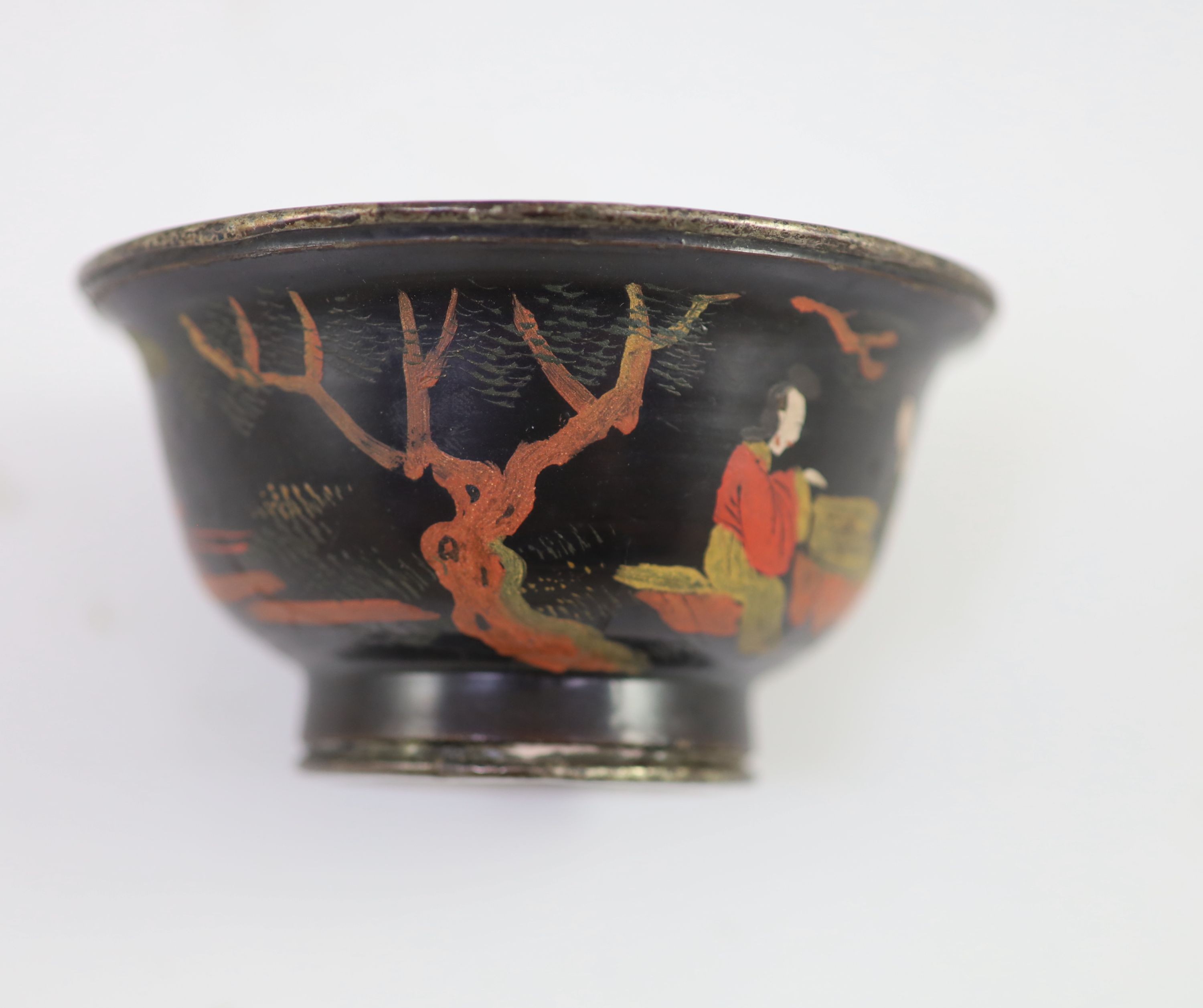 A Chinese late Ming lacquer cup and a similar dish, 17th century